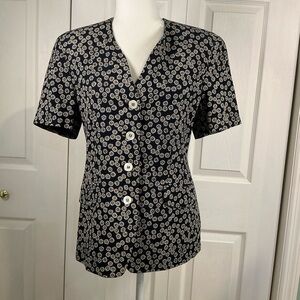 🩷 Carla Carini Short Sleeve Lined Floral Jacket/Top - Small
